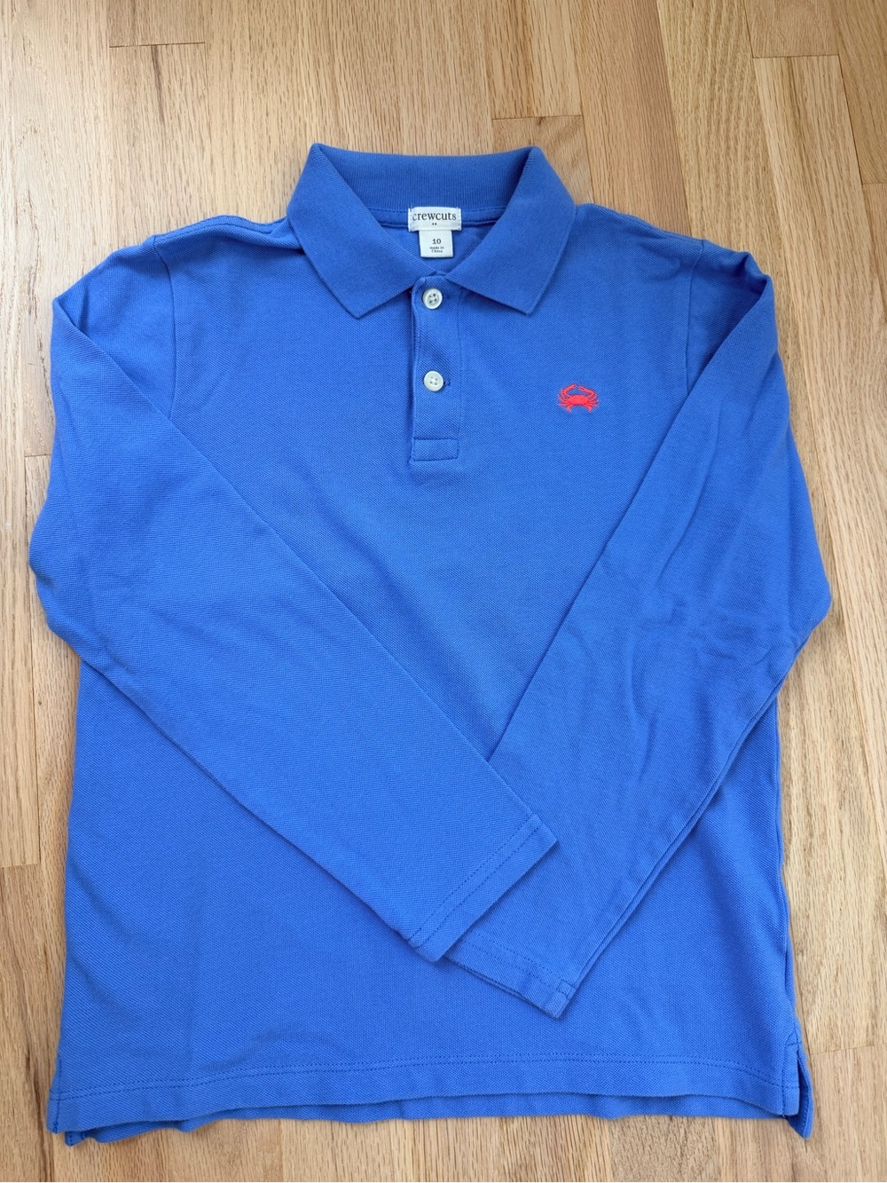 Crewcuts Royal Blue Long-Sleeve Polo with Red Embroidered Crab